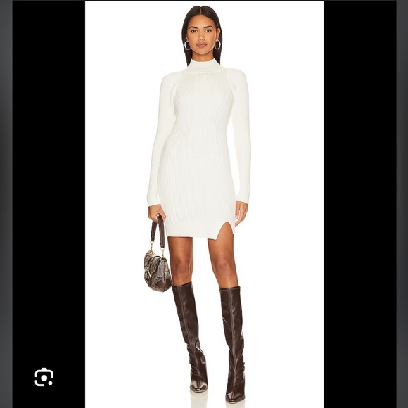 Bardot Mini Rib Knit sweater Dress ivory white small - Picture 11 of 12